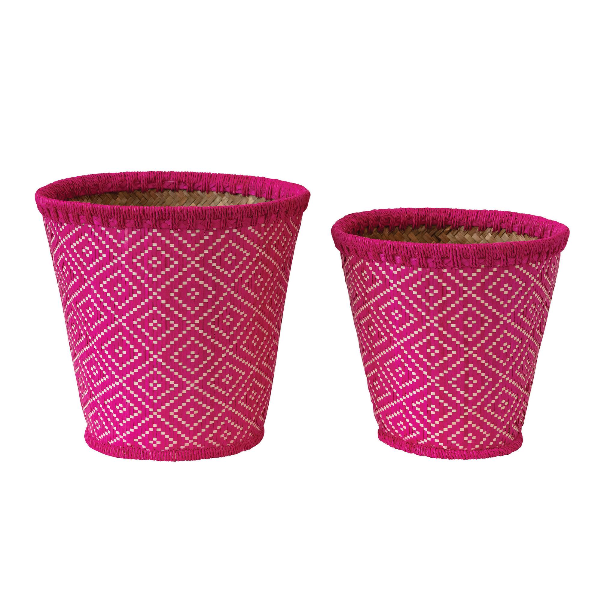 Hello Honey® Fuchsia Hand-Woven Seagrass Baskets with Pattern Set